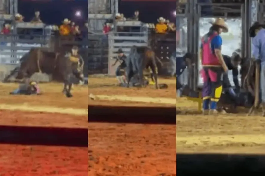 Peão quebra três costelas após ser pisoteado por touro em MT
