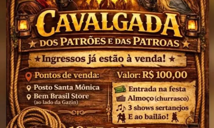 Tradição, música e cultura marcam a 1ª Cavalgada dos Patrões e Patroas em Itiquira